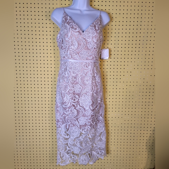 DB Studio / David's Bridal, White, Sz 4 Lace Midi - Picture 1 of 2